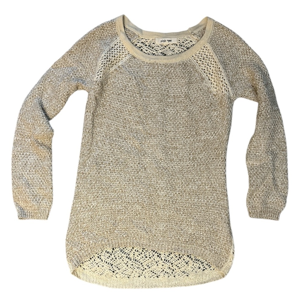 Pink Rose Cream Crew Neck Sweater